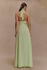 Malakhai Chiffon Halter Maxi Dress - Pastel Green